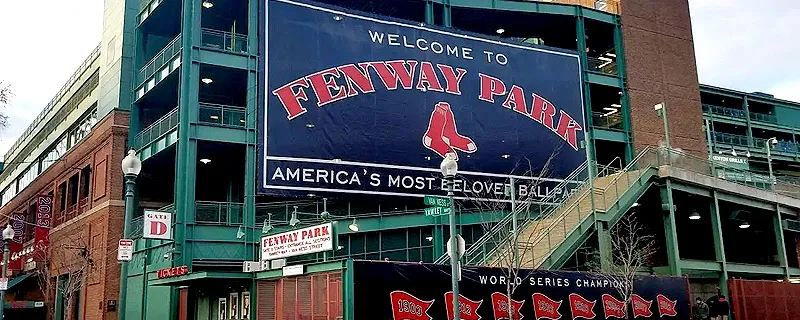 Another perspective of Fenway Park, highlighting its iconic green exterior and sports history.