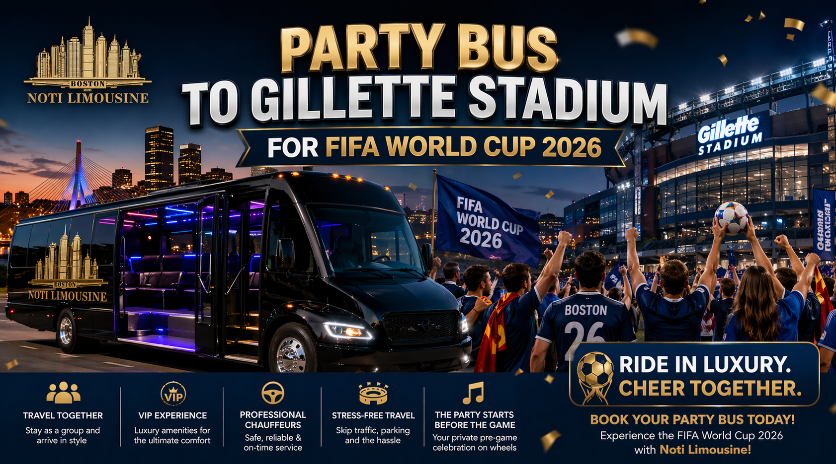 Party Bus to Gillette Stadium for FIFA World Cup 2026