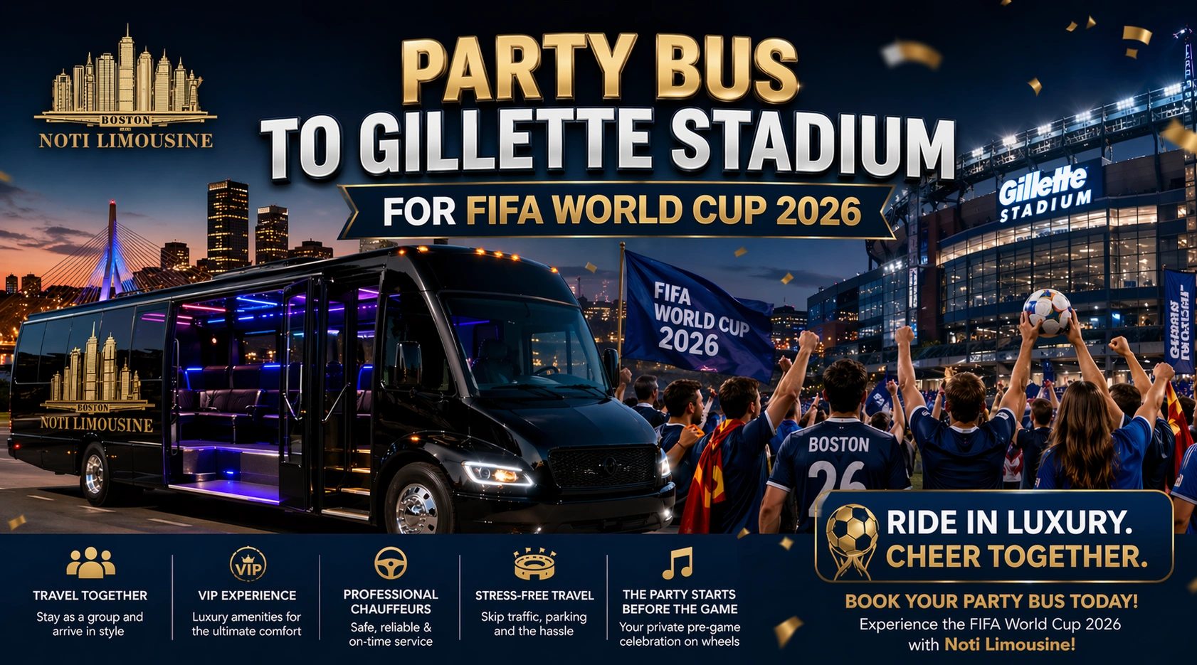 Party Bus to Gillette Stadium for FIFA World Cup 2026